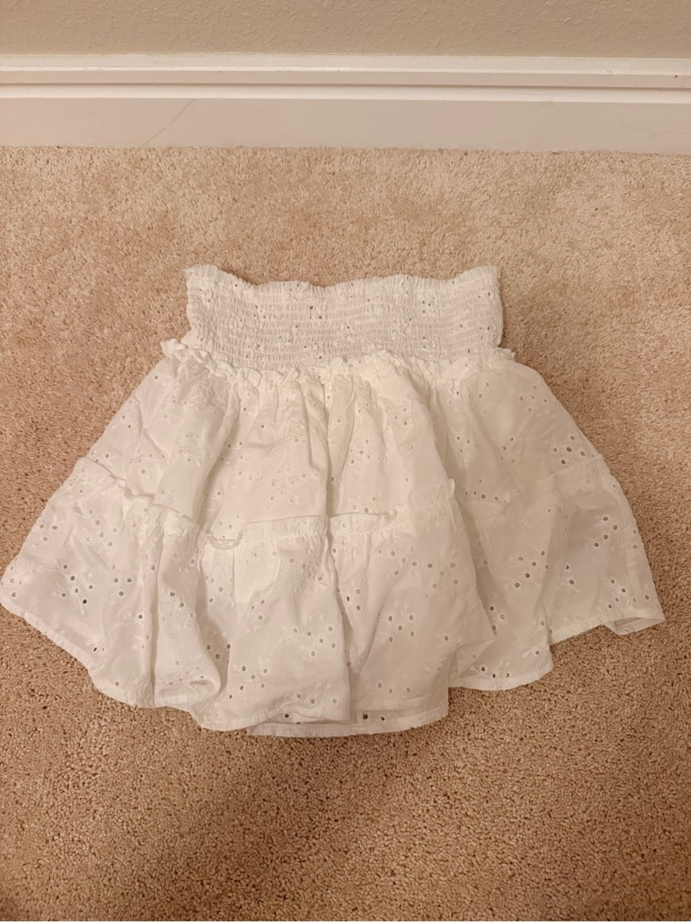 Ocean Drive White Eyelet Smocked Circle Skirt